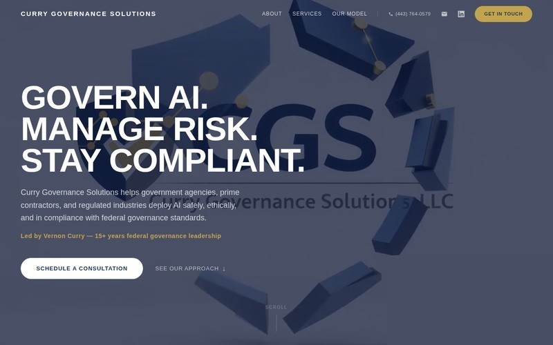 Curry Governance Solutions — AI Governance & Compliance Website by Redway AI